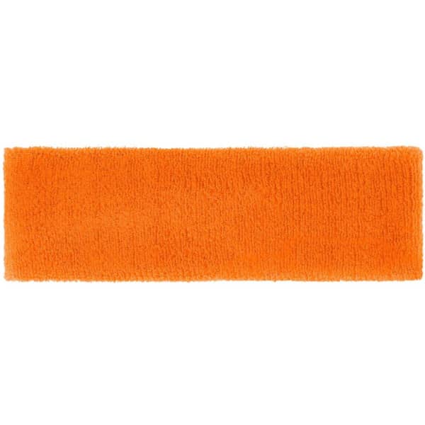 An orange Terry headband with a textured surface, suitable for headwear. Features a logo on one side.