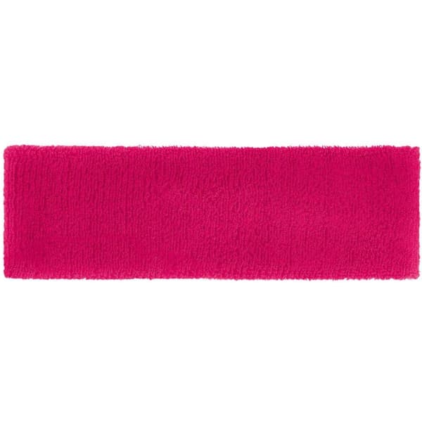 A pink Terry headband featuring a soft, textured material, designed for headwear. It includes a logo.