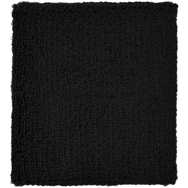 A black Terry Wristband made from textured fabric, featuring a logo or branding.