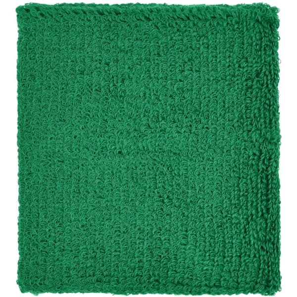 A green Terry Wristband with a textured surface, featuring a logo.