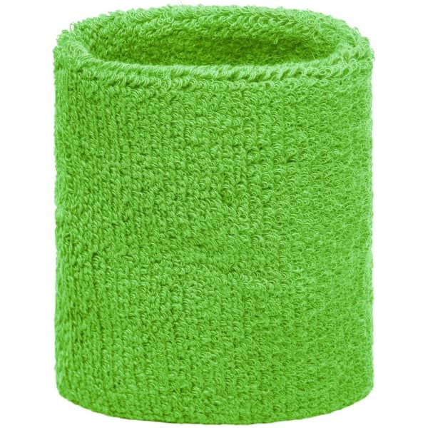 A green Terry wristband with a textured surface, featuring a simple design and no visible branding.