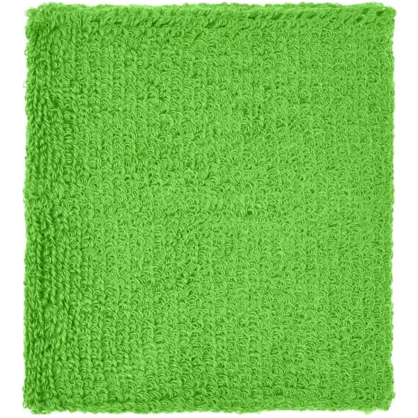 A bright green Terry Wristband with a textured surface, designed as a headband accessory.