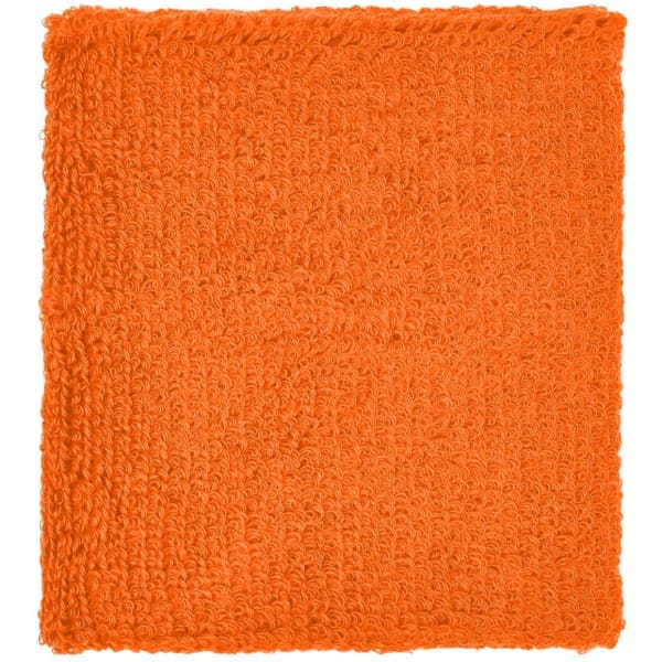 An orange Terry Wristband with a textured surface, suitable for headwear. The product features a logo.