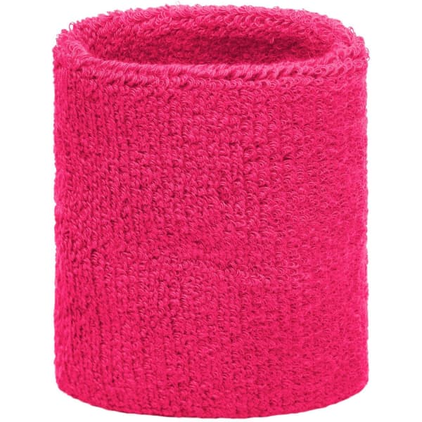 A pink Terry Wristband, made from soft material, designed as a headband accessory. Features a textured surface.