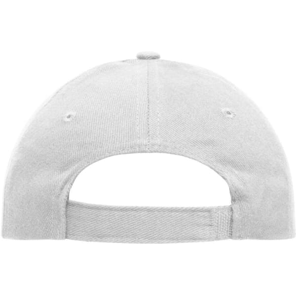 A grey 5 Panel Cap with a strap closure and five ventilation holes at the back.