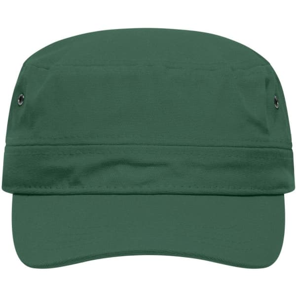 A military cap in green colour with a flat top and a wide brim. It features side ventilation holes and has a logo.