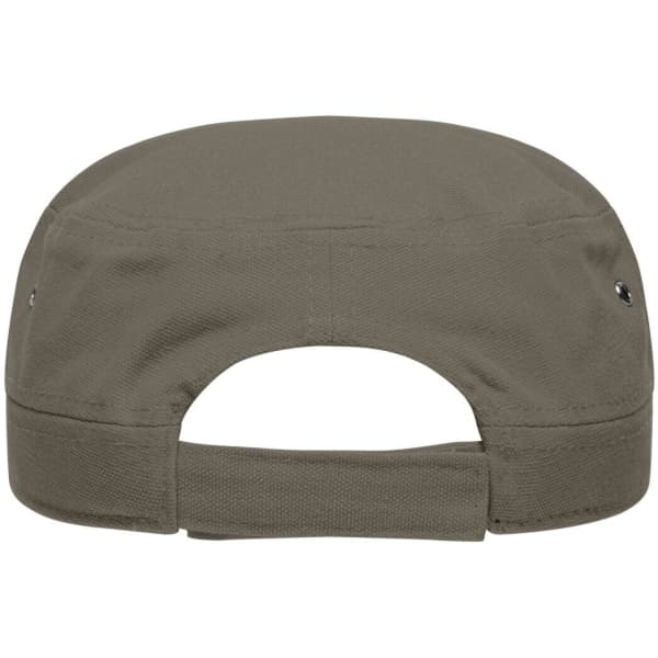 A military cap in olive green, featuring a rear adjustable strap and ventilation holes.
