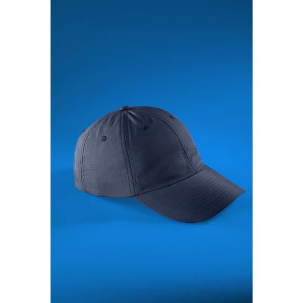 A dark blue 6 Panel Coolmax® cap with a curved brim and a logo on the front.