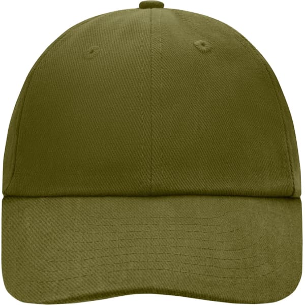 A green 6 Panel Raver Cap featuring a structured design and a rounded crown, with a logo on the front.