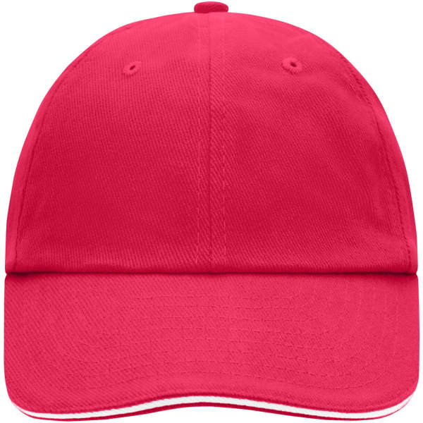A bright pink 6 Panel Raver Sandwich Cap featuring a curved peak and a logo on the front.
