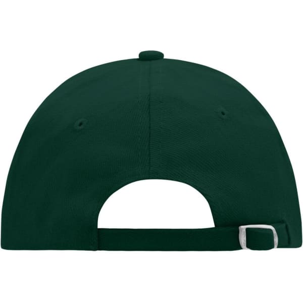 A green 6 Panel Raver Sandwich Cap featuring an adjustable strap and a rear opening. It includes a logo on the back.