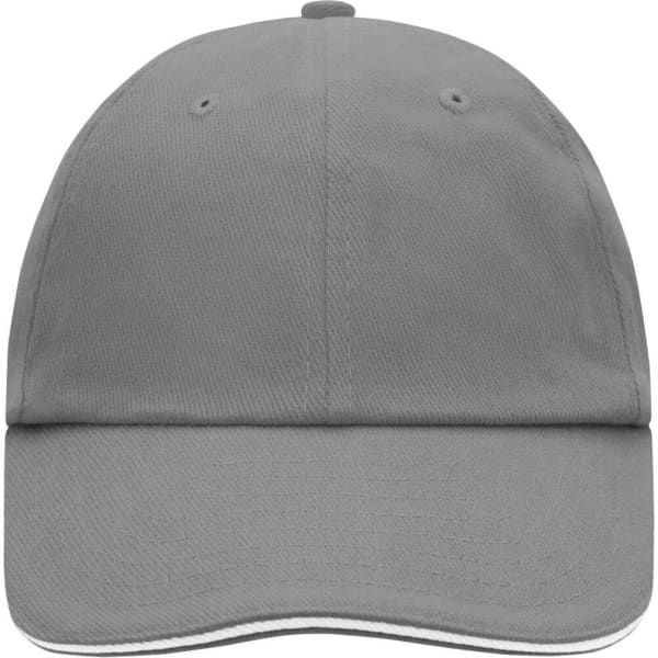 A grey six-panel cap with a curved brim and an internal logo. Suitable for casual wear.
