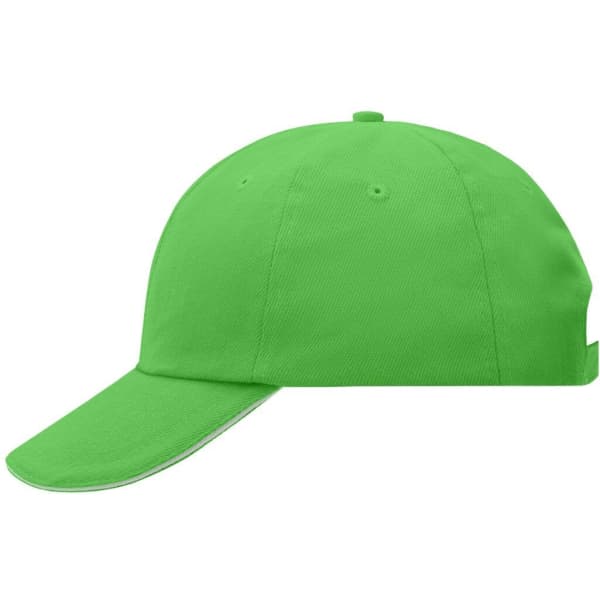 A bright green 6 Panel Raver Sandwich Cap with a curved brim and an adjustable strap at the back.