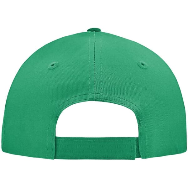 A green 5 panel cap featuring a rear adjuster and ventilation holes. It has a plain design without visible branding.