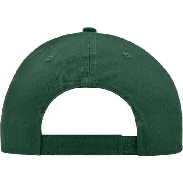 A green brushed six-panel cap featuring a strapback closure and ventilation holes. It has a logo.
