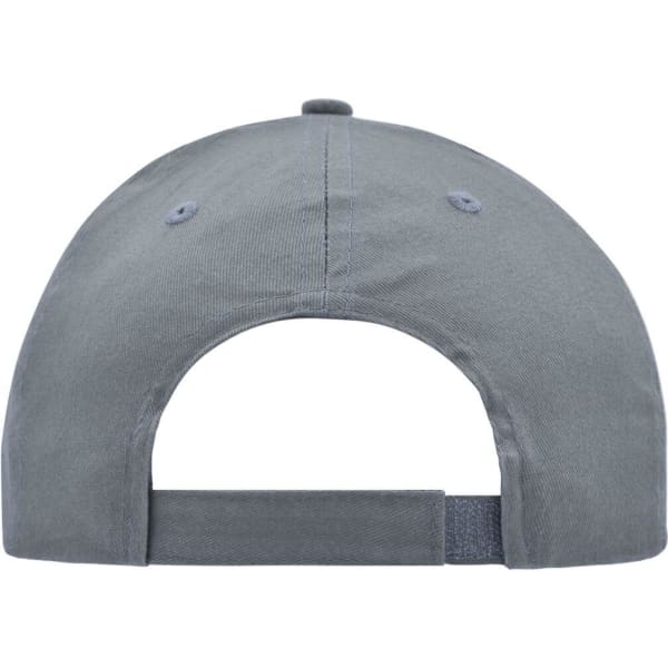 A grey brushed six-panel cap featuring an adjustable strap at the back and ventilation holes.
