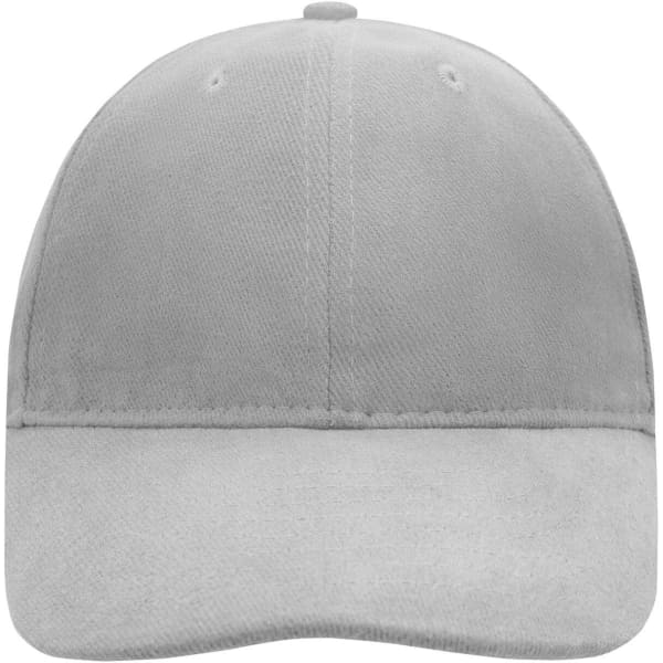 A grey 6-panel softlining cap with a curved brim and an embossed logo on the front.