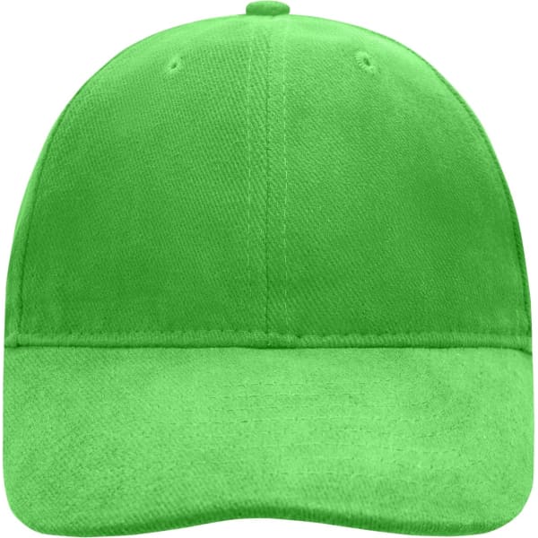 A bright green 6-panel soft lining raver cap with a structured design and a logo on the front.