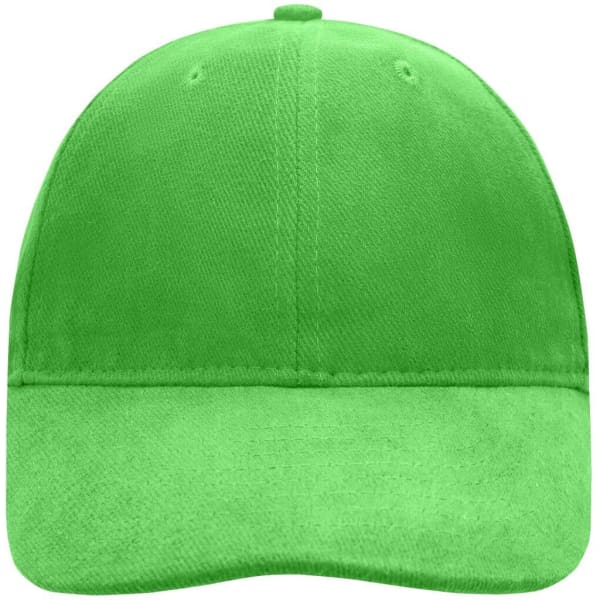A vibrant green six-panel softlining cap with a curved brim and a branding logo.