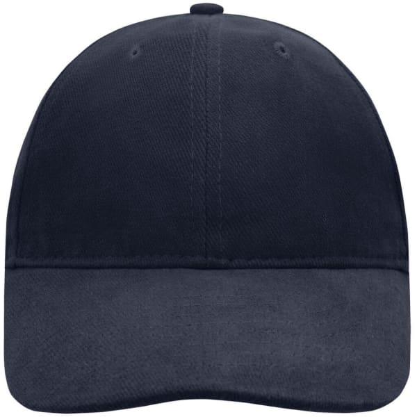 A navy blue six-panel cap with a soft lining and a curved brim. It features a logo on the front.