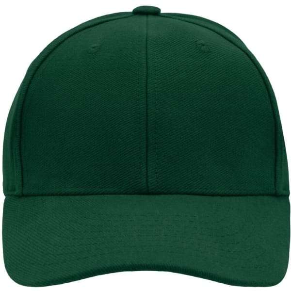 A dark green 6 panel cap with a curved brim, featuring a logo on the front.