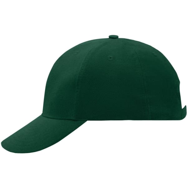 A dark green 6-panel cap with a curved brim and a logo on the side.