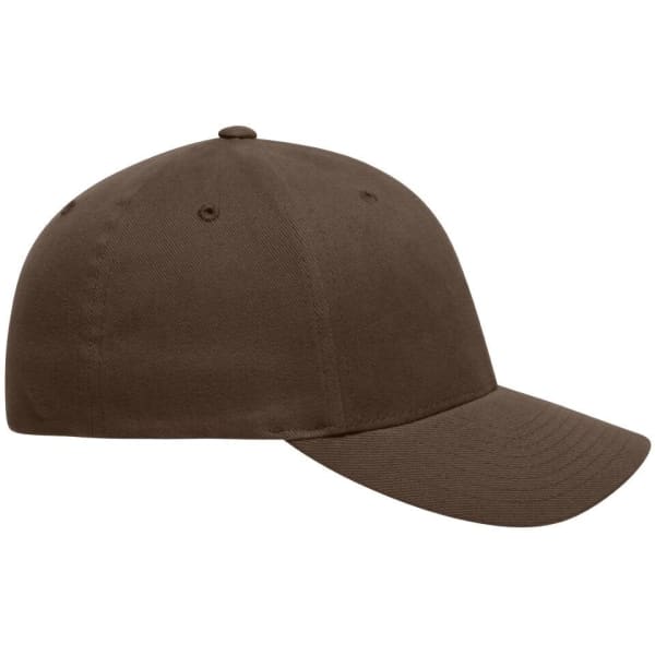 A brown Original Flexfit® cap with a curved brim and ventilation holes. It has a branding logo on the side.