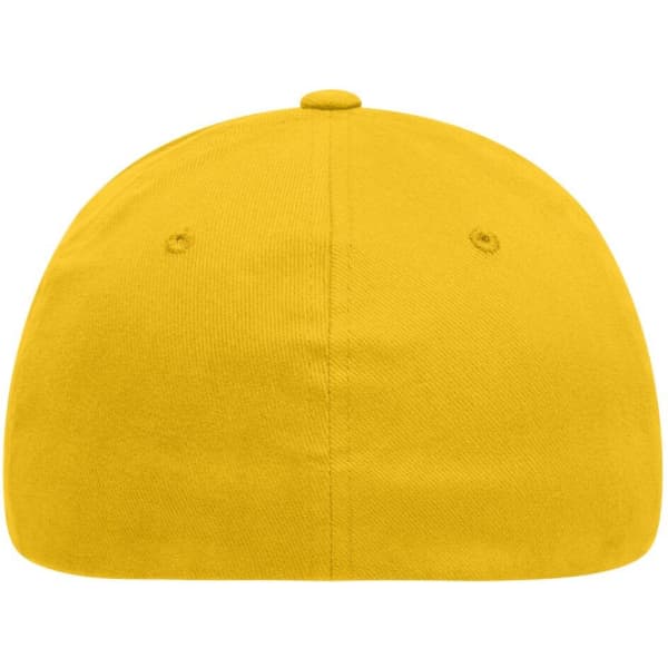 A yellow Original Flexfit® cap featuring a rounded crown and a logo on the side.