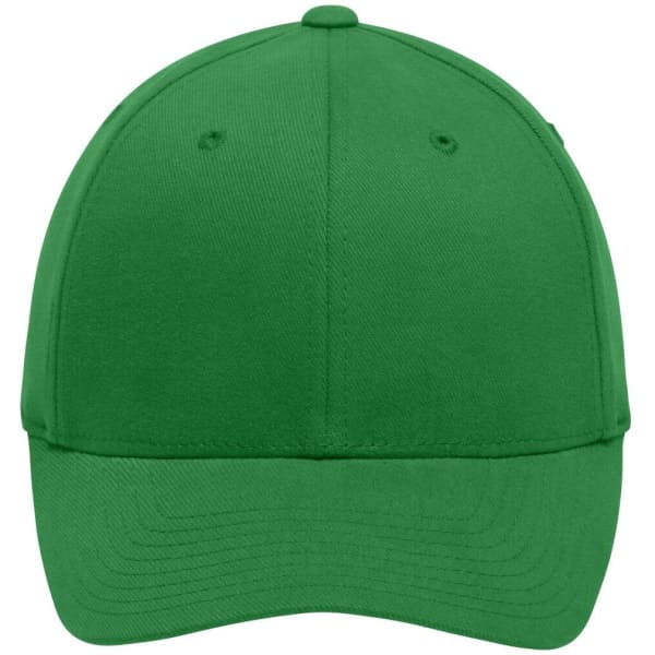 A green Original Flexfit® cap with a rounded crown and a curved brim. Features a branding logo.