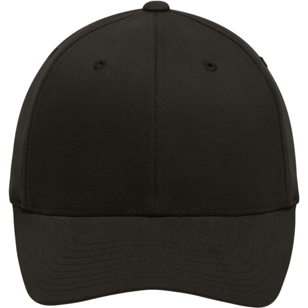 A black Original Flexfit® cap with a curved peak and ventilation holes, featuring a logo on the side.