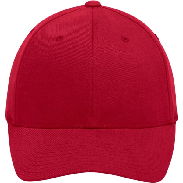 A red Original Flexfit® cap with a structured design and a visible logo.