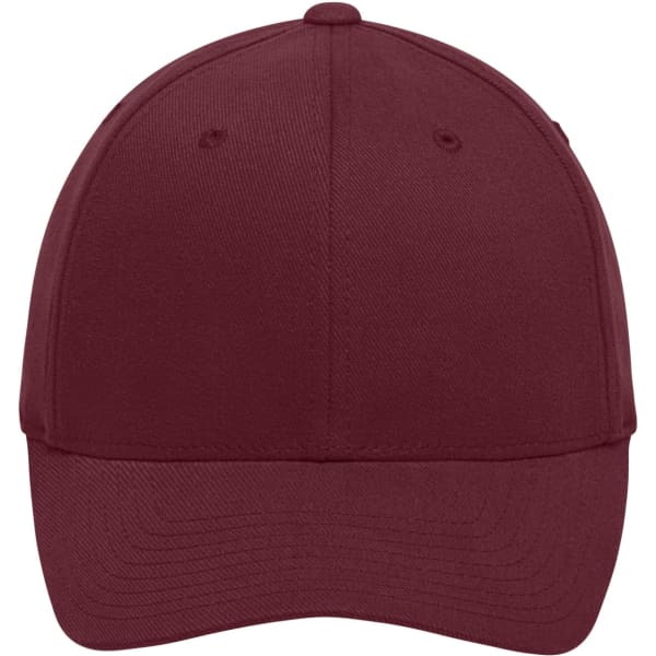A maroon Original Flexfit® cap with a structured design and a logo on the front.