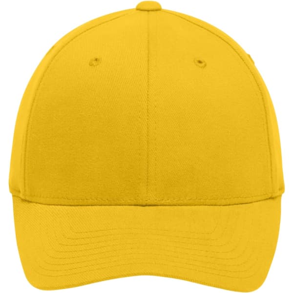 A yellow Original Flexfit® cap featuring a solid design and a branded logo on the front.