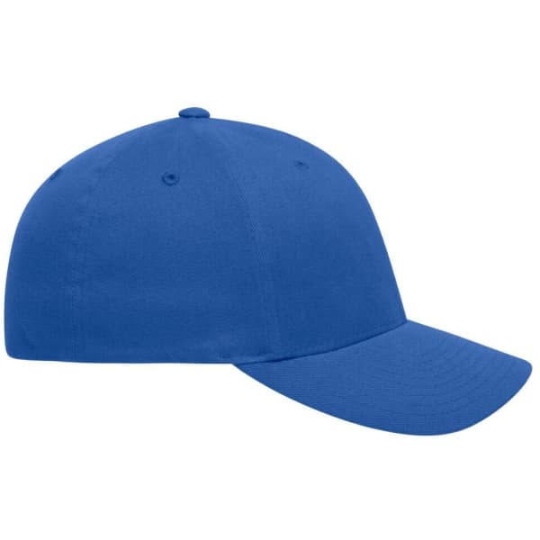 A blue Original Flexfit® Cap with a solid design and a logo on the front.