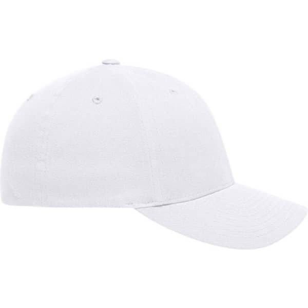 A white Original Flexfit® cap with a curved brim and a logo on the front.