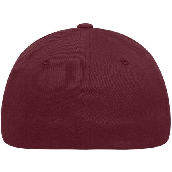 A maroon Original Flexfit® cap with a closed back, featuring a seamless design and a branding logo.