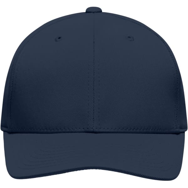 A navy high-performance Flexfit® cap with a structured design and a logo on the front.