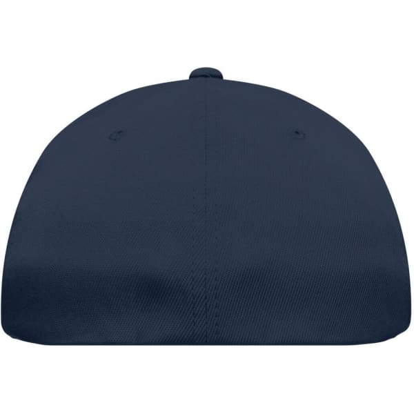 A navy blue high-performance Flexfit® cap with a rounded crown and no visible logos.