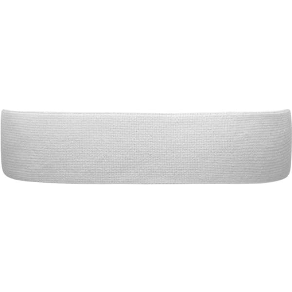 A white sport sunvisor with a textured surface and an embedded logo.