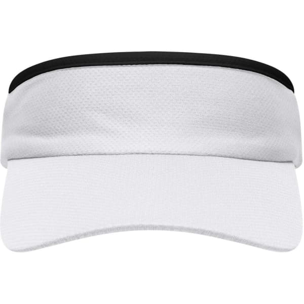 A sport sunvisor featuring a white design with a black trim. The product has a logo on it.