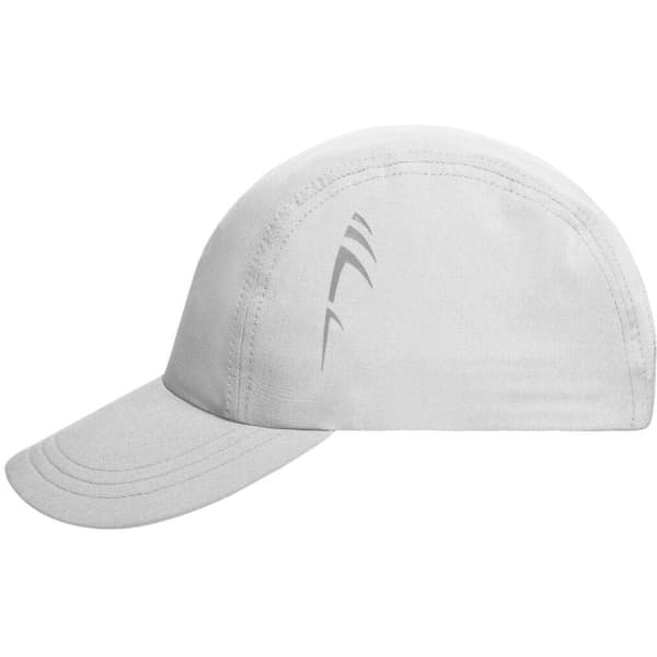A grey 3 panel cap featuring a curved brim and a logo on the side. The design is sleek and simple.