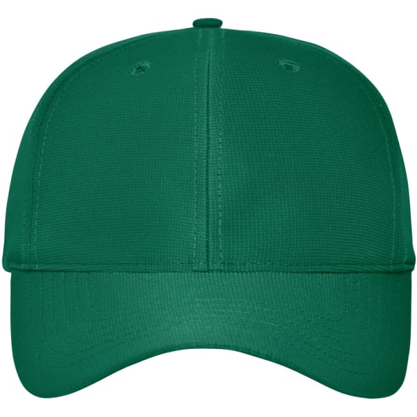 A green 6-panel workwear cap featuring a solid design and a logo on the front.