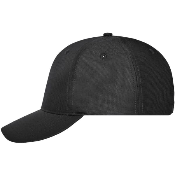 A black 6-panel workwear cap featuring a curved brim and a logo. Suitable for various workwear occasions.