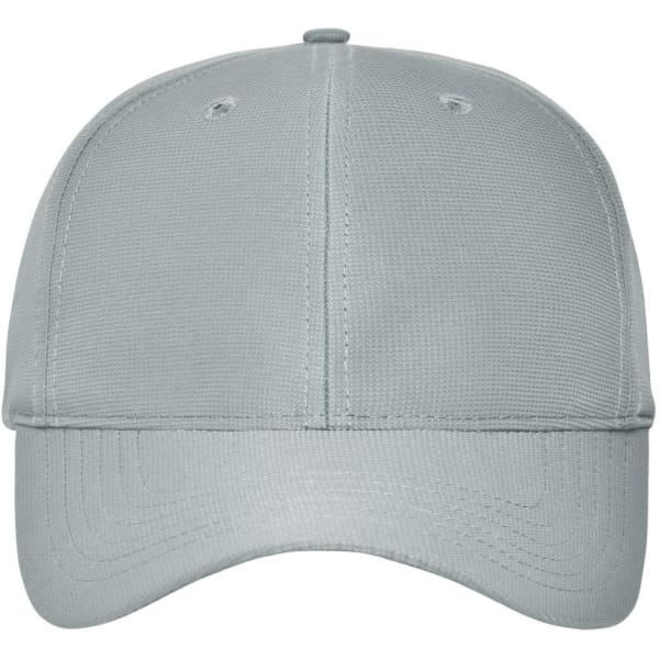 A grey 6-panel workwear cap featuring a solid design and a logo on the front.