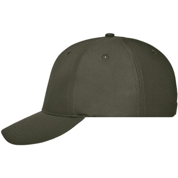 A green 6-panel workwear cap with a curved brim and a logo on the front.