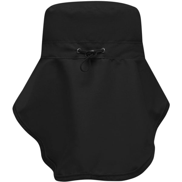 A black Function Hat with a neck guard, featuring an adjustable drawstring and a broad brim.