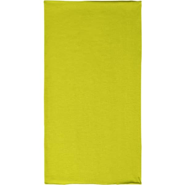 A bright yellow polyester bandanna, featuring a plain design and a logo. Ideal for headwear.
