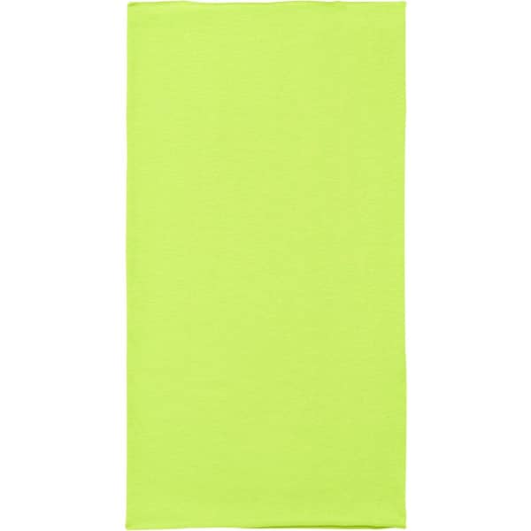 A bright yellow bandanna made of polyester, featuring a logo. Ideal for headwear accessories.