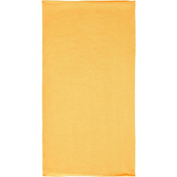 A yellow bandanna made of Economic X-Tube Polyester, featuring a plain design and a logo.