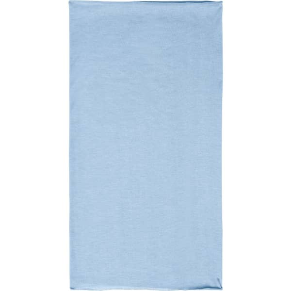 A light blue polyester bandanna with a simple design. It has a logo in the corner.